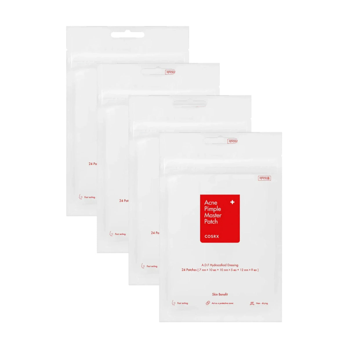 Lot de quatre sachets de patchs anti-boutons COSRX Acne Pimple Master Patch